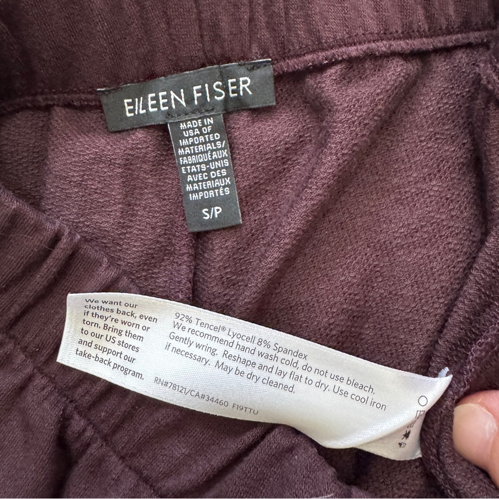 Eileen Fisher Small Plum Purple Pull On Elastic‎ High Waist Pants - Picture 7 of 8